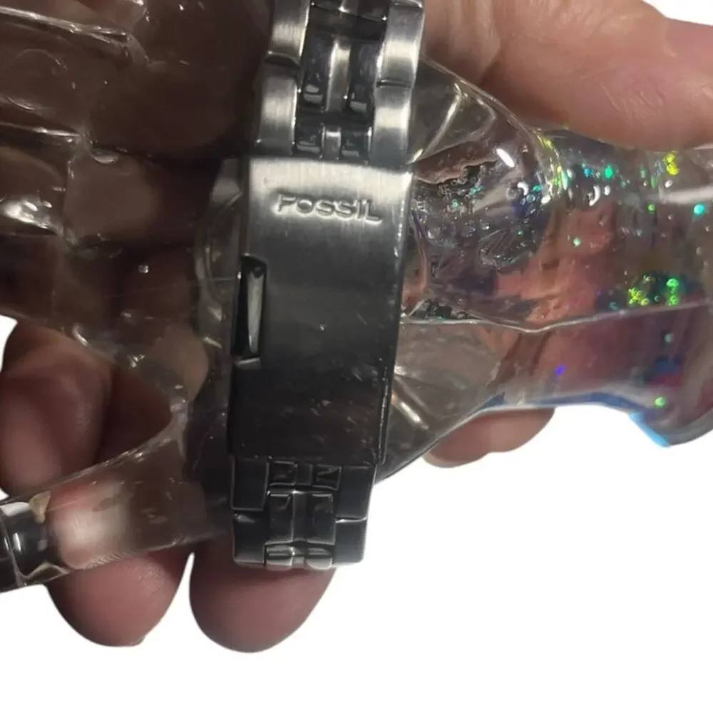 Set - 2 OU Watches Fossil Bracelet Watch & Geneva Bangle Watch Floating Crystals